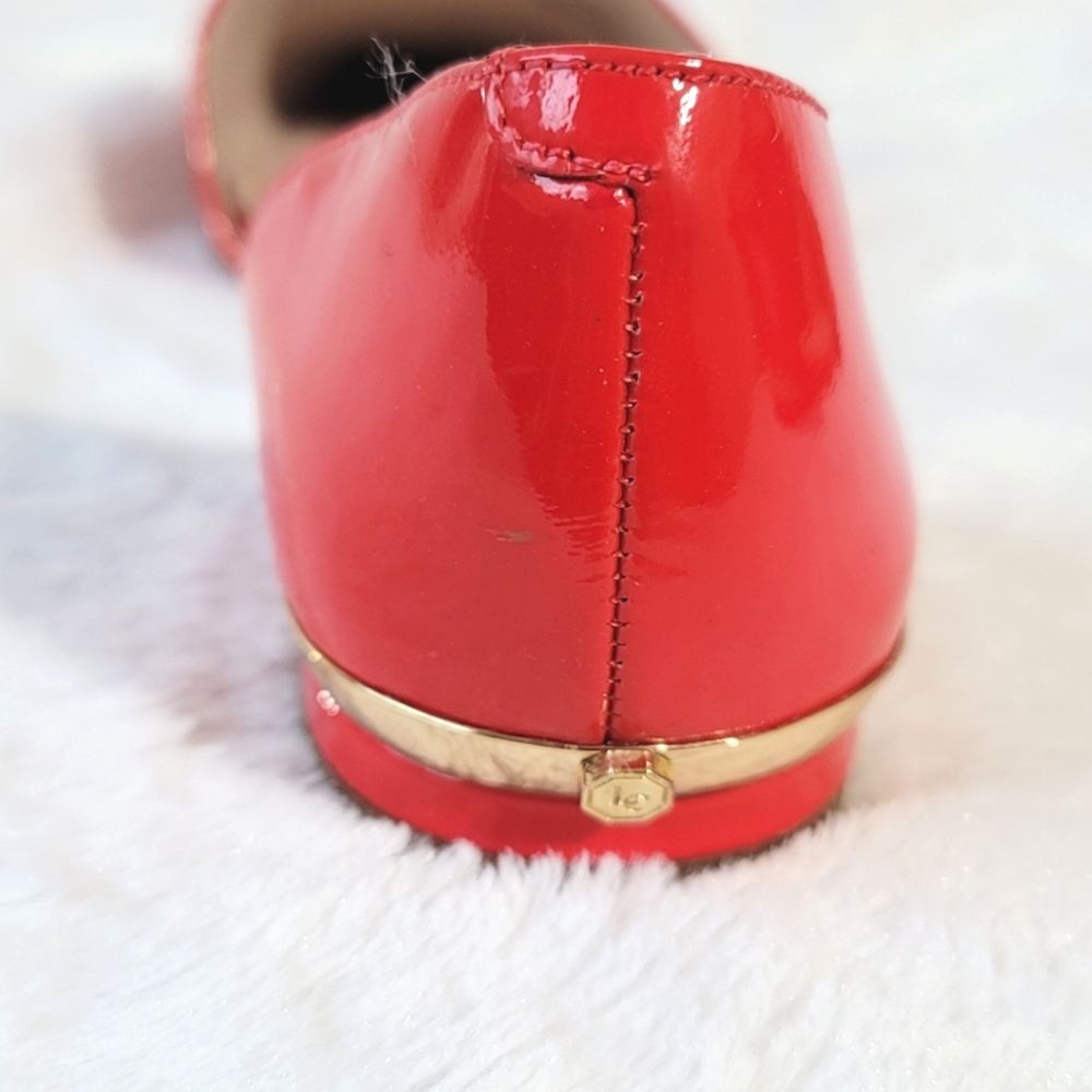 Louise et Cie bright red pointed toe slip on flat gold Size 5 Preowned Excellent - Picture 9 of 9